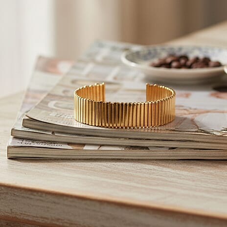 BLACK FRIDAY BLOWOUT - Designer Style Cuff Bangle in Yellow Gold Plated