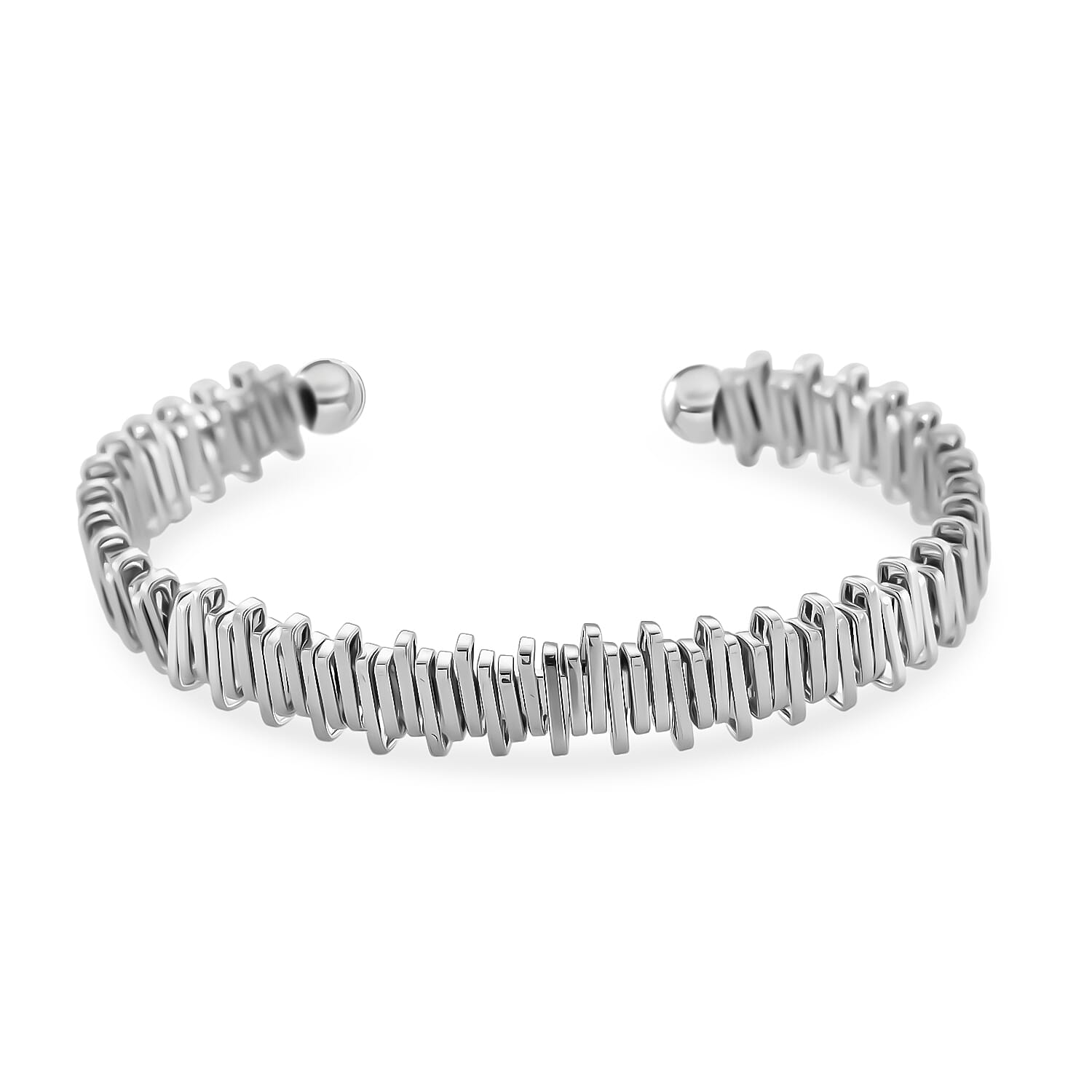 Designer Inspired  Bangle (Size 7.5) in White Gold Tone