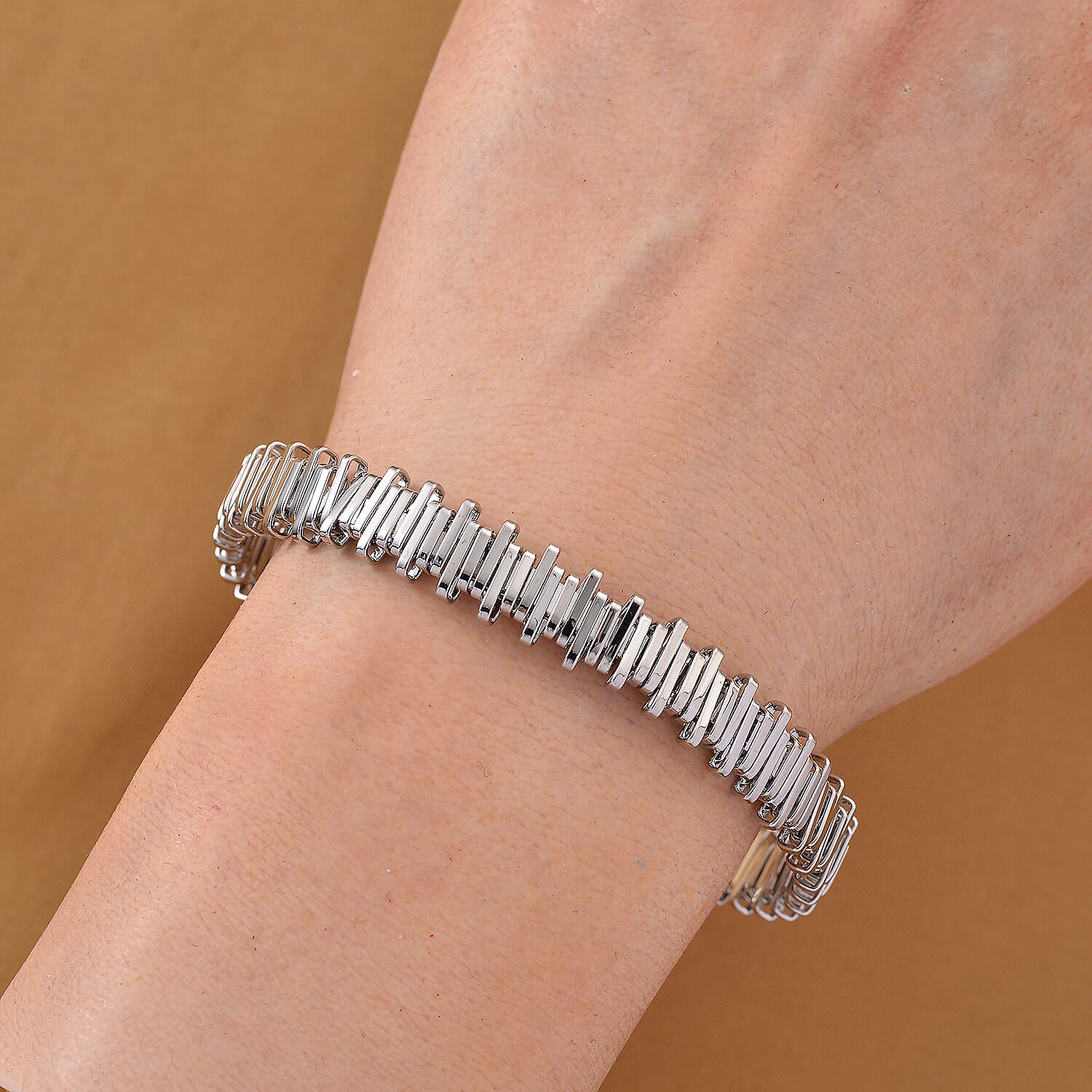 Designer Inspired  Bangle (Size 7.5) in White Gold Tone