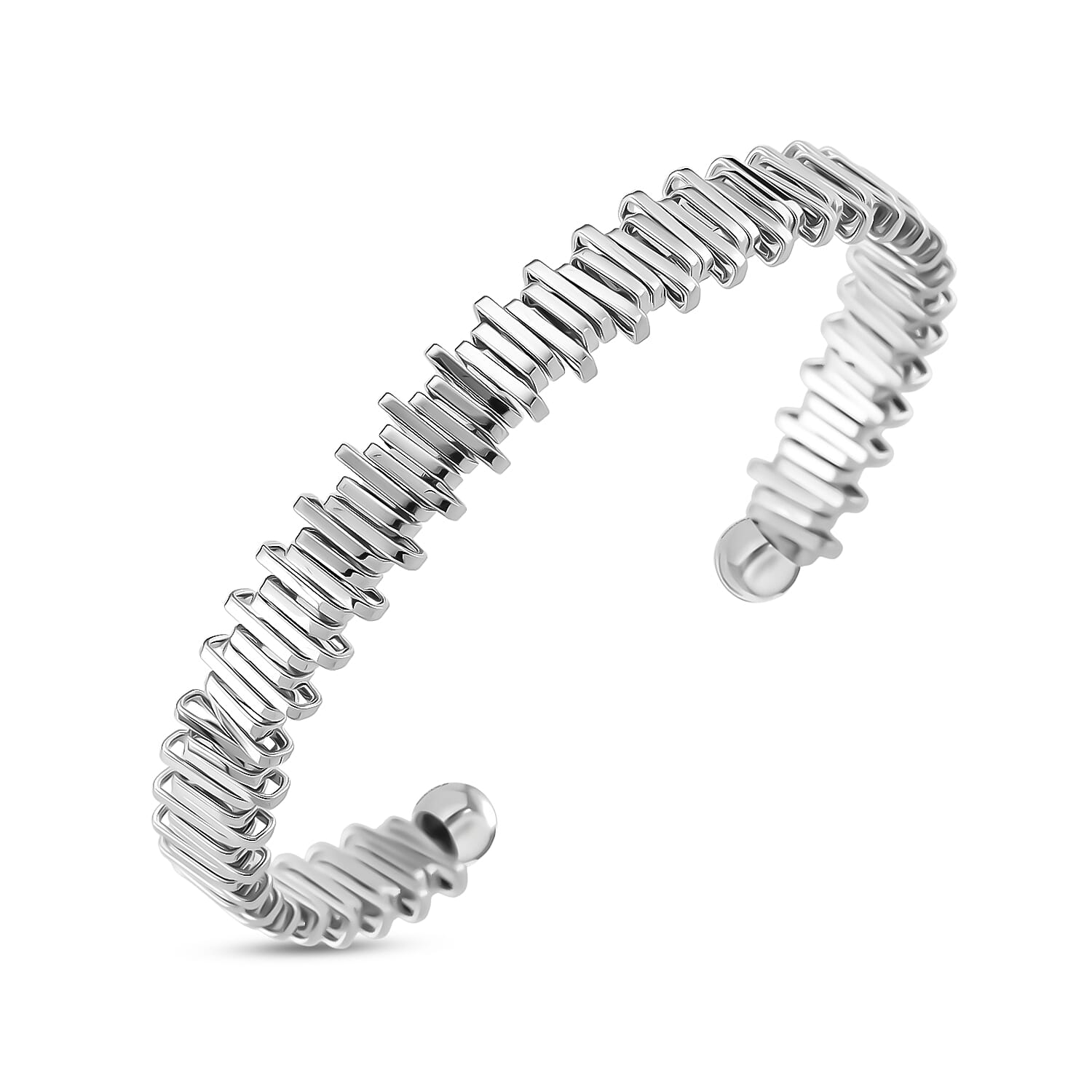 Designer Inspired  Bangle (Size 7.5) in White Gold Tone