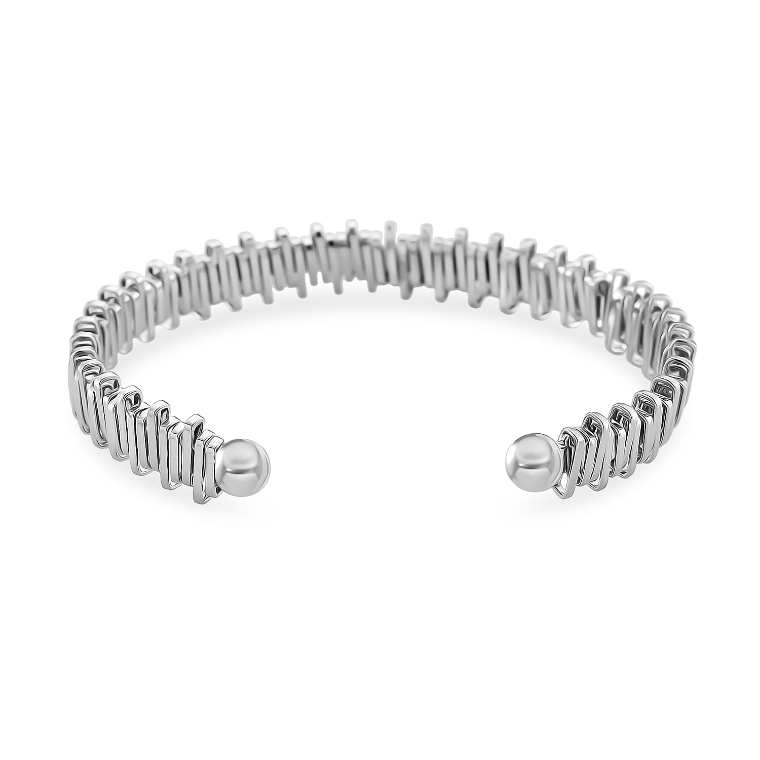 Designer Inspired  Bangle (Size 7.5) in White Gold Tone