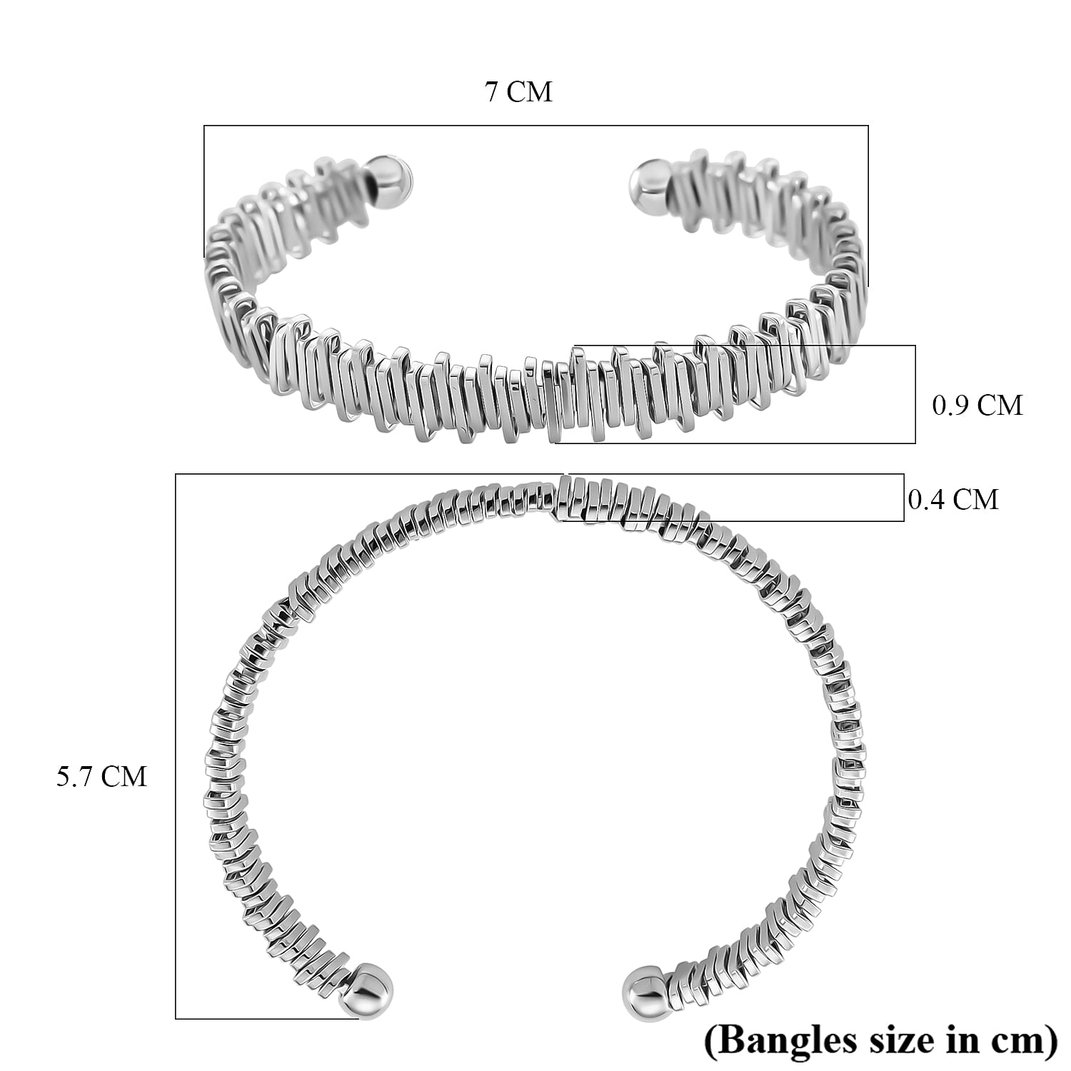Designer Inspired  Bangle (Size 7.5) in White Gold Tone