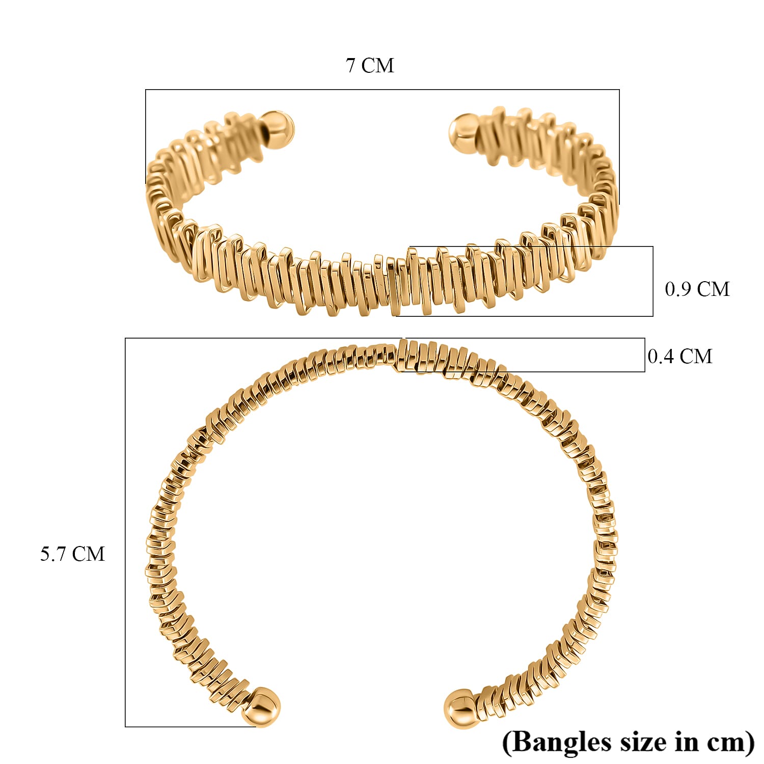 Designer Inspired  Bangle (Size 7.5) in Yellow Gold Tone