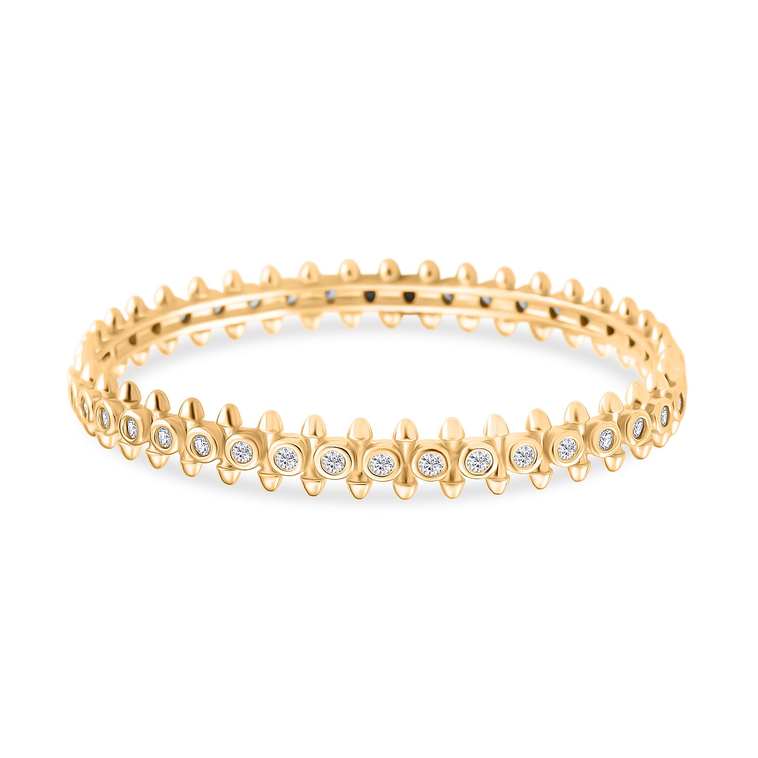 Austrian White Crystal Eternity Bangle (Size 7) in Yellow Gold Plated