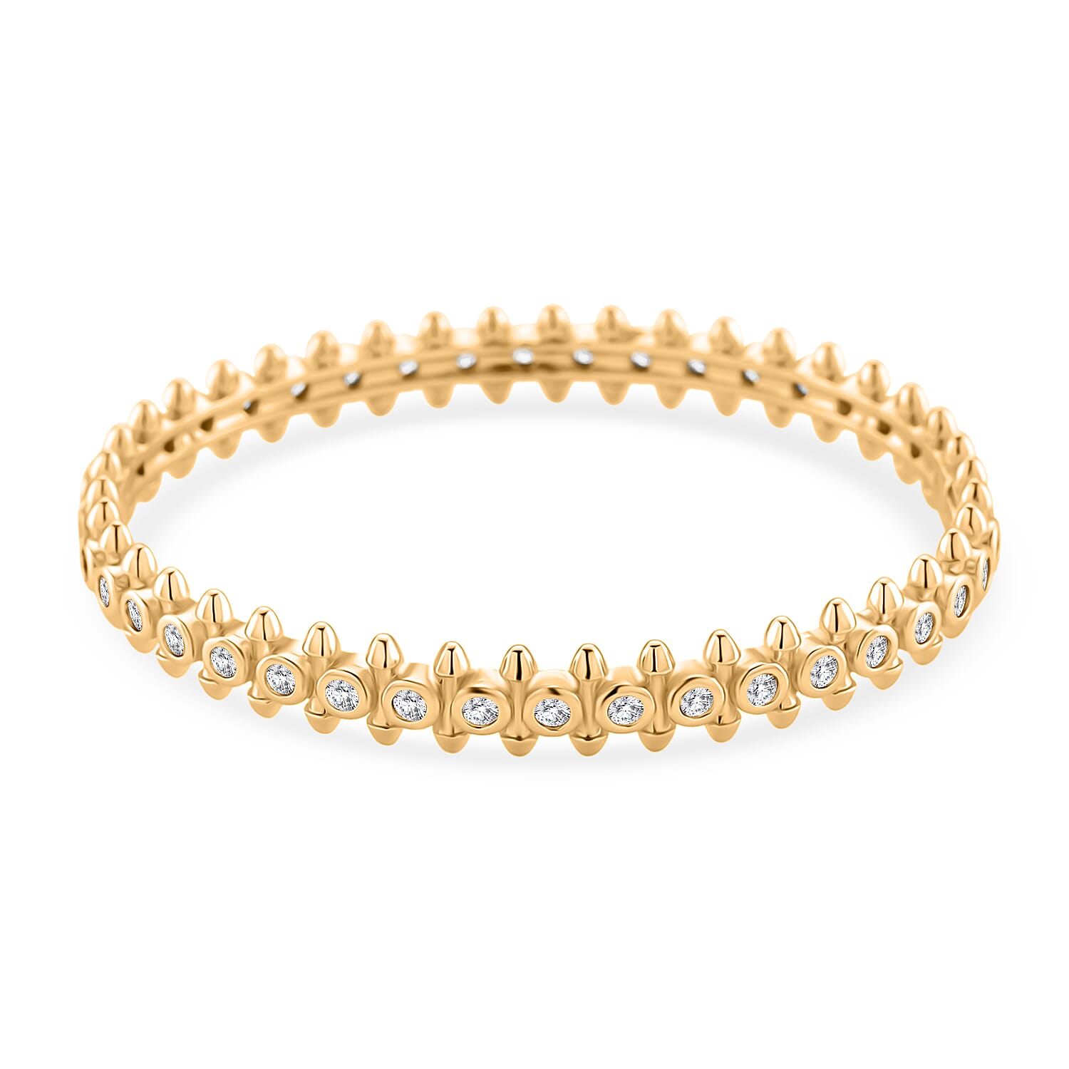 Austrian White Crystal Eternity Bangle (Size 7) in Yellow Gold Plated