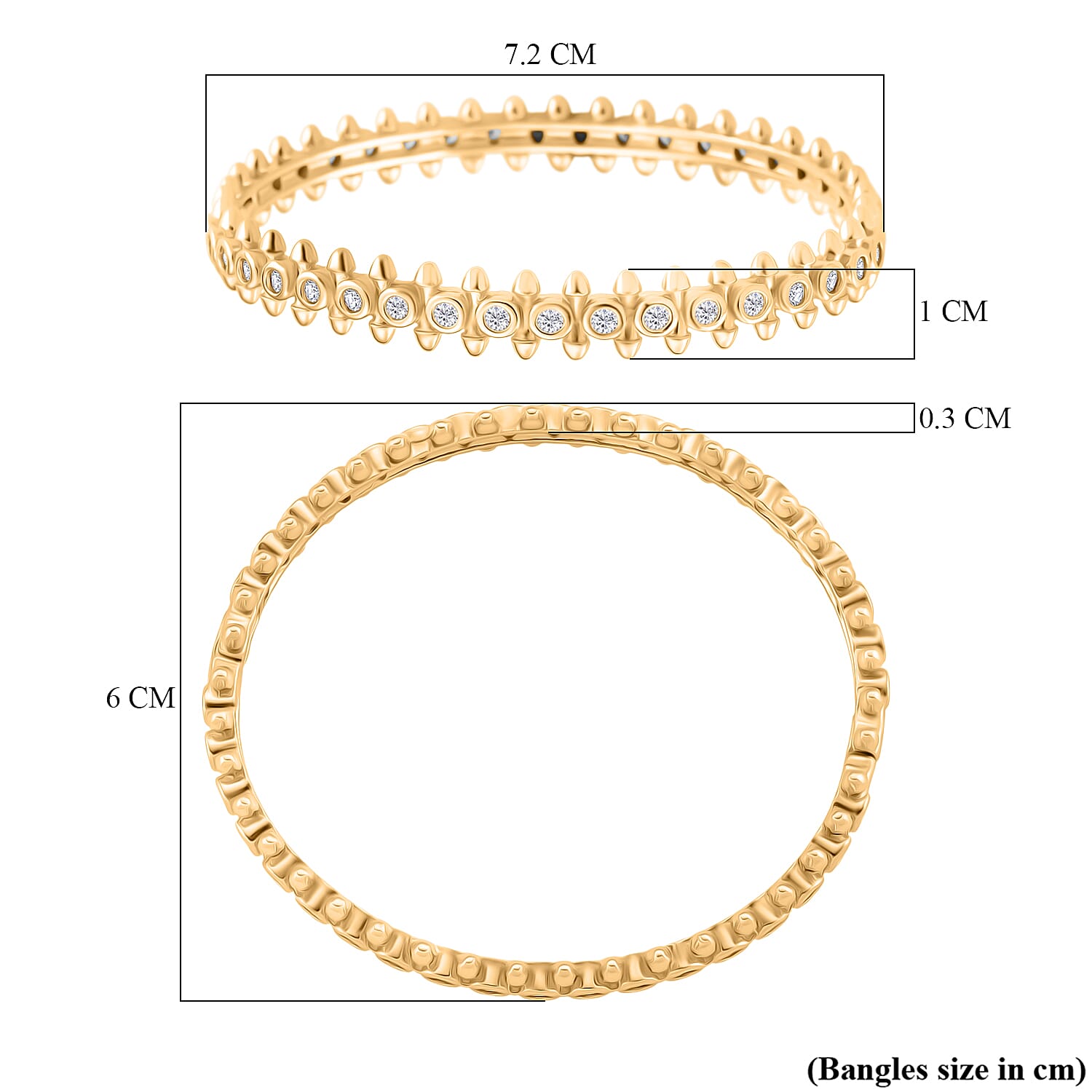 Austrian White Crystal Eternity Bangle (Size 7) in Yellow Gold Plated