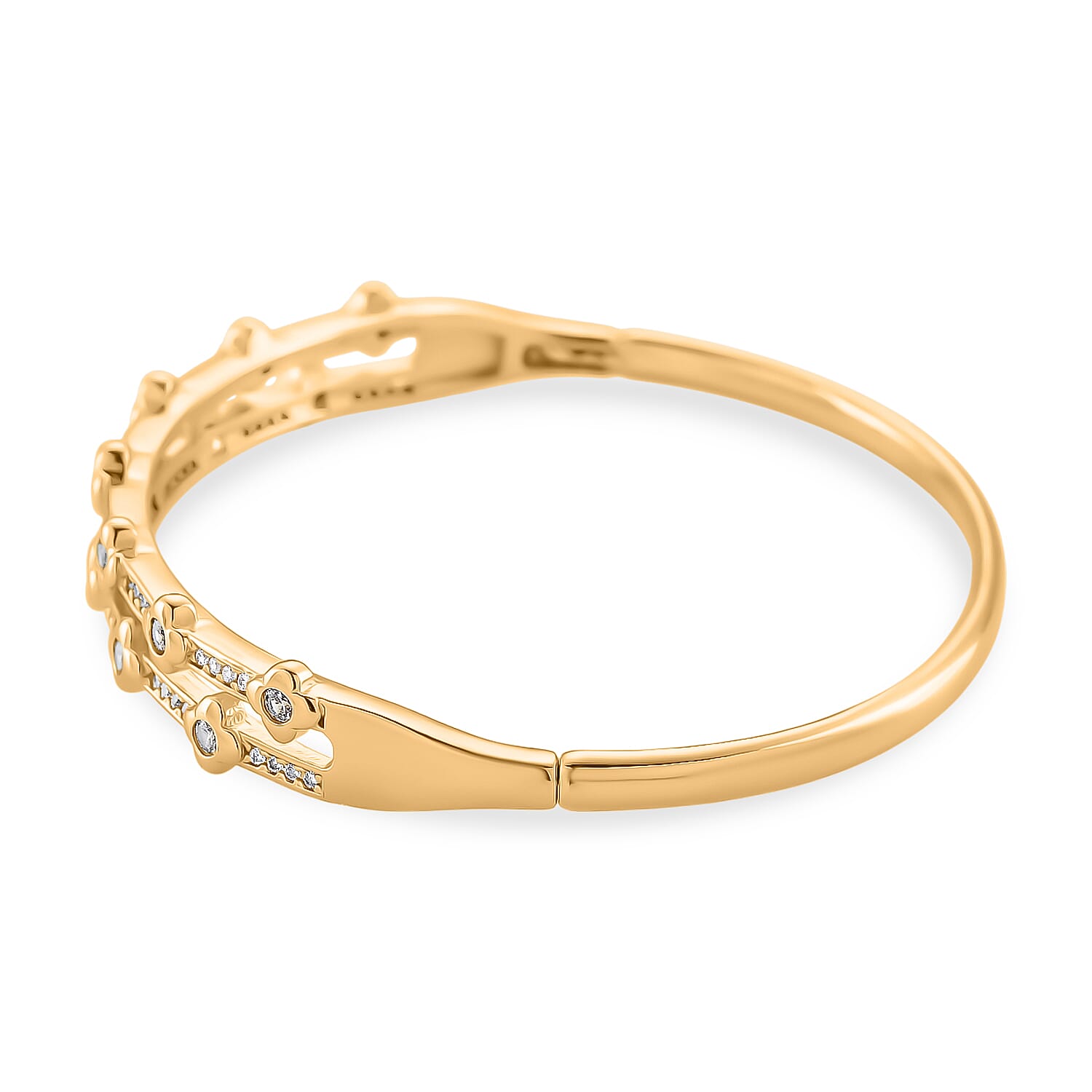 Austrian White Crystal Bubble Bangle (Size 7) in Yellow Gold Plated