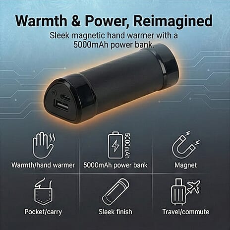 LIVMORE 2-in-1 Magnetic Hand Warmer & 8000mAh Power Bank - Black