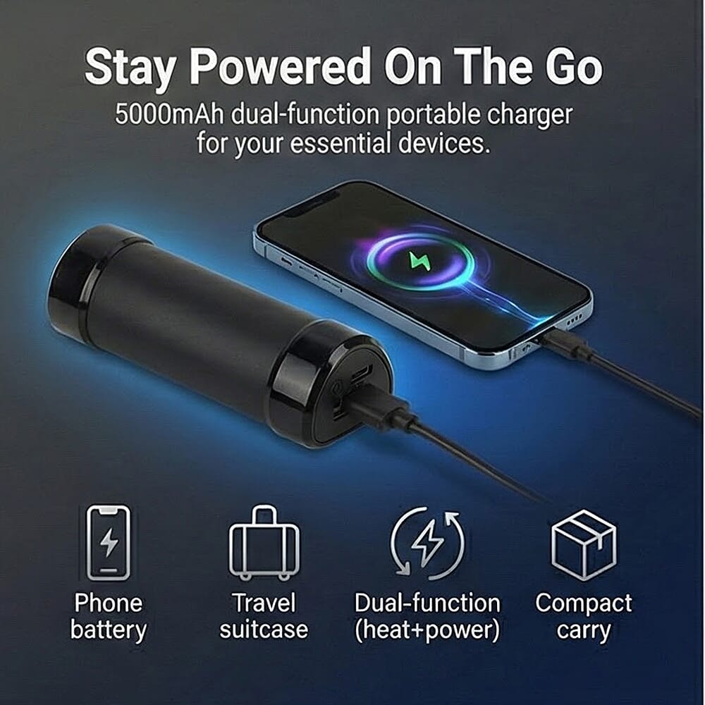 LIVMORE 2-in-1 Magnetic Hand Warmer & 8000mAh Power Bank - Black