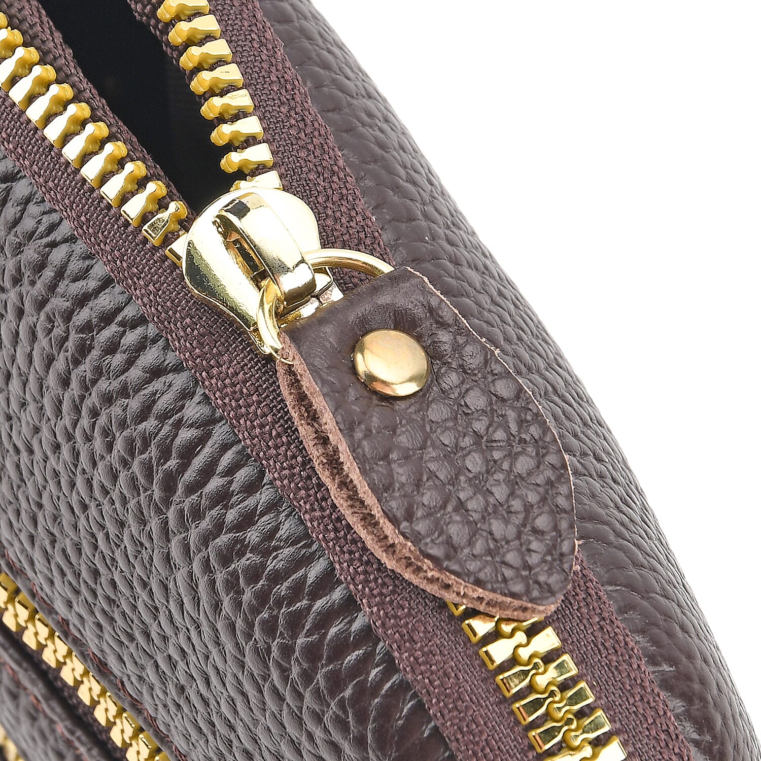 Designer Inspired-Genuine Leather  Crossbody Bag - Dark Brown