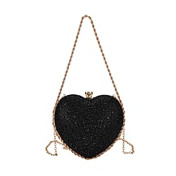 Sheeny Heart-Shaped Crystal Clutch Bag - Red