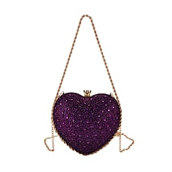 Sheeny Heart-Shaped Crystal Clutch Bag - Red