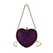 Sheeny Heart-Shaped Crystal Clutch Bag - Purple
