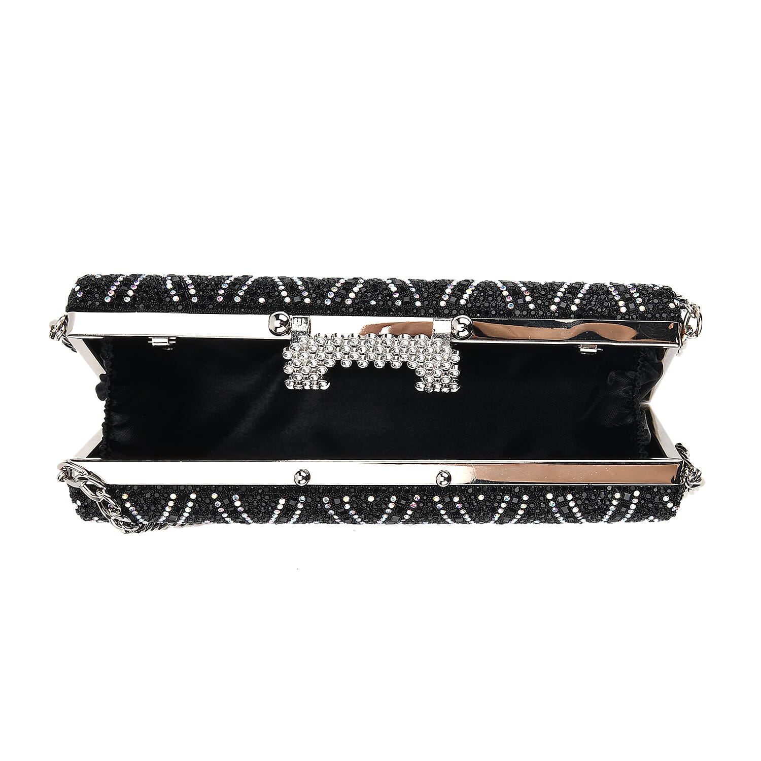 CLOSEOUT DEAL - Crystal Embellished Crossbody Bag - Black