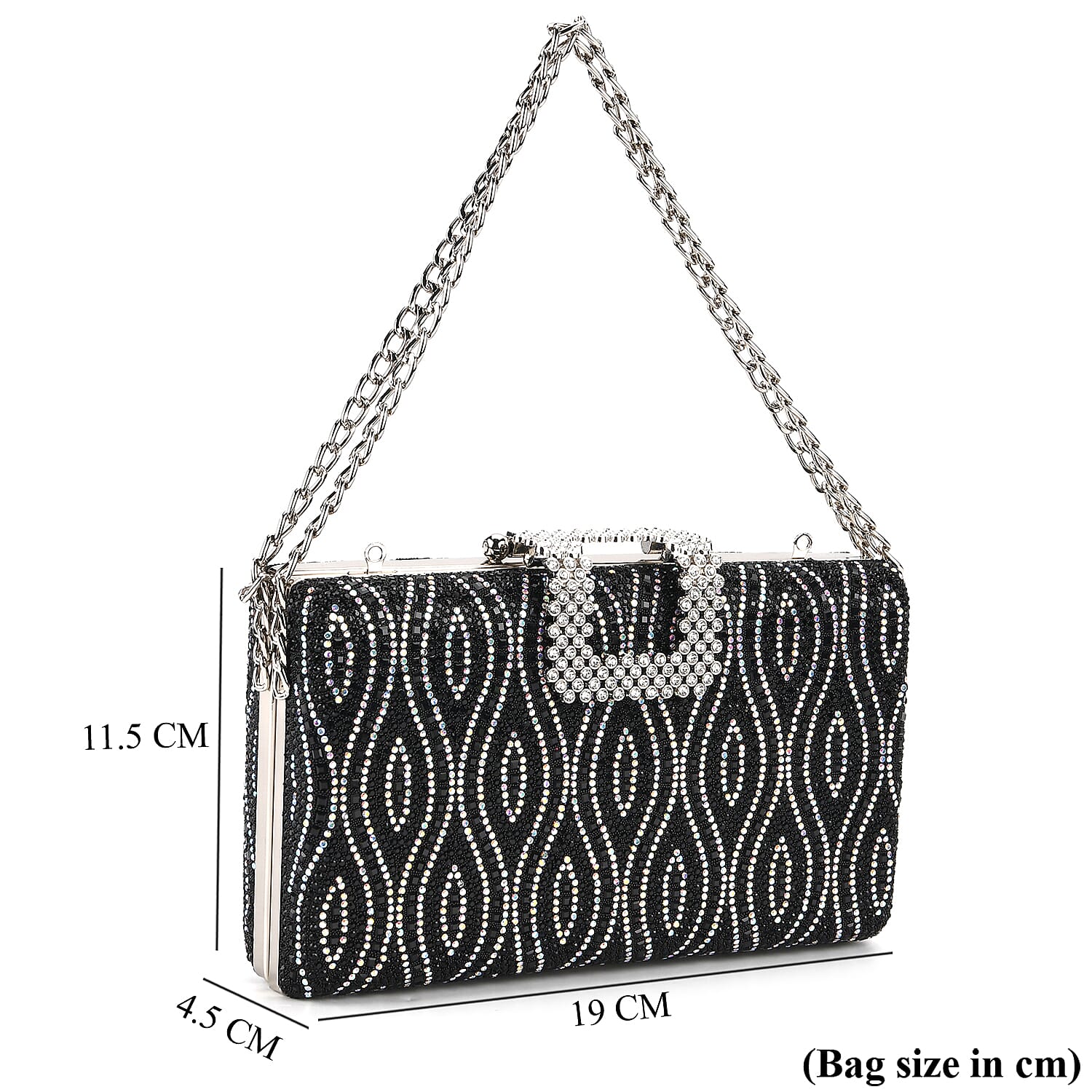 CLOSEOUT DEAL - Crystal Embellished Crossbody Bag - Black