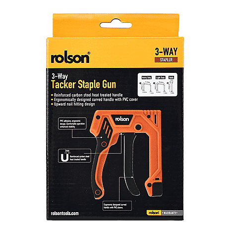 Rolson 3-Way Tacker, Staple and Nail Tool - Orange
