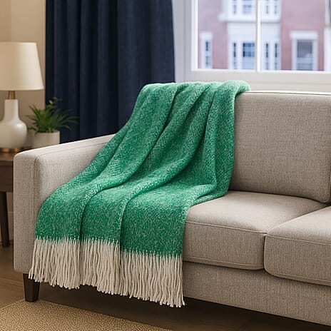 Supersoft Mohair - Like Wool Cozy Mix Blanket with Timeless Appeal (Size 170x130 cm) - Green