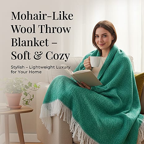 Supersoft Mohair - Like Wool Cozy Mix Blanket with Timeless Appeal (Size 170x130 cm) - Green