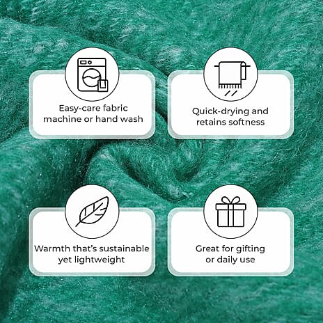 Supersoft Mohair - Like Wool Cozy Mix Blanket with Timeless Appeal (Size 170x130 cm) - Green