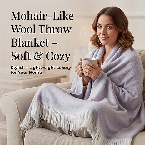 Supersoft Mohair Wool Cozy Mix Blanket with Timeless Appeal (Size 170x130 cm) - Lilac