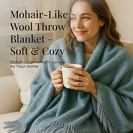 Supersoft Mohair Wool Cozy Mix Blanket with Timeless Appeal (Size 170x130 cm) - Green