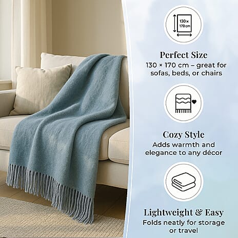 Supersoft Mohair Wool Cozy Mix Blanket with Timeless Appeal (Size 170x130 cm) - Green
