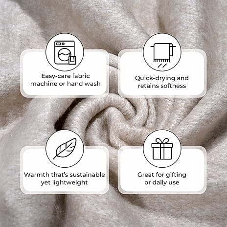 THE DEFINITION OF ULTIMATE LUXURY - Supersoft Mohair Wool Cozy Mix Blanket with Timeless Appeal (Size 170x130 cm) - Ivory