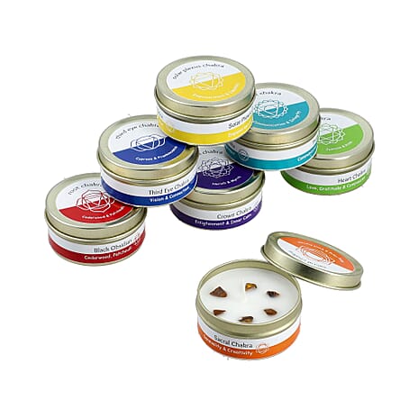Bliss - Beyond 7 Scented Chakra Gemstone Soy Wax Candles with Gemstone Bracelet