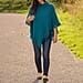 Cozy Knitted Hooded Poncho (One Size) - Blue