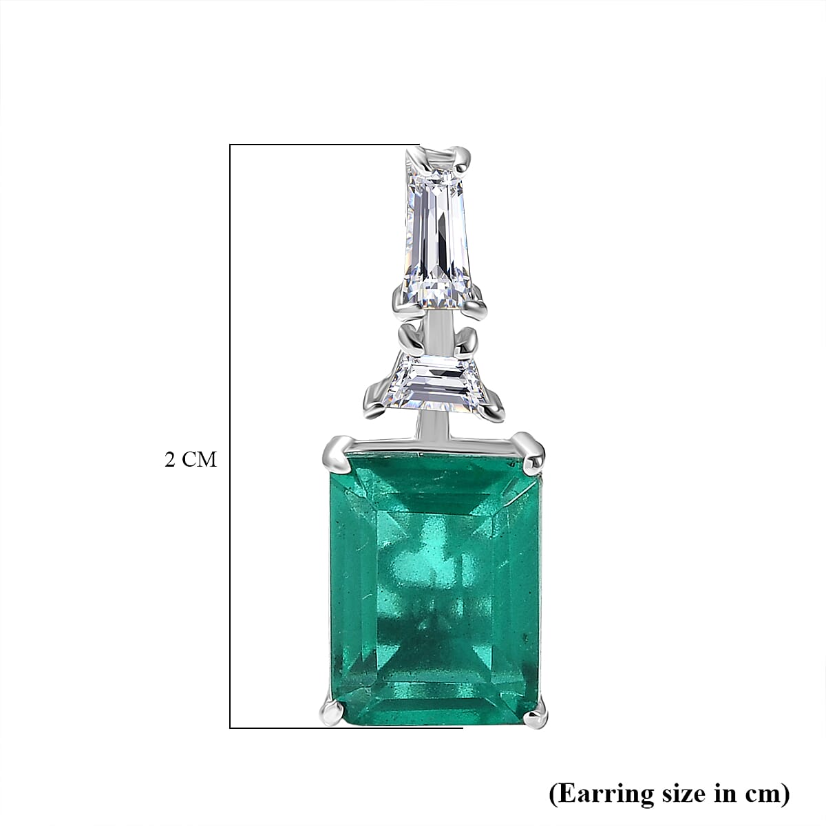 D'Joy Emeraldine Triplet Quartz & White Topaz Stud Push Post Earring in Platinum Overlay Sterling Silver 5.86 Ct.