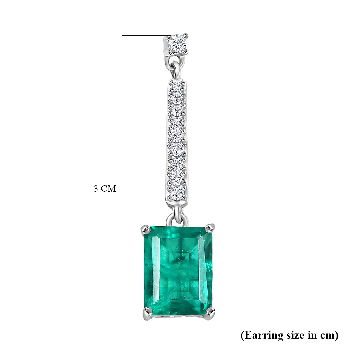 D'Joy Emeraldine Triplet Quartz & White Zircon Dangling Earring in Platinum Overlay Sterling Silver 5.78 Ct.
