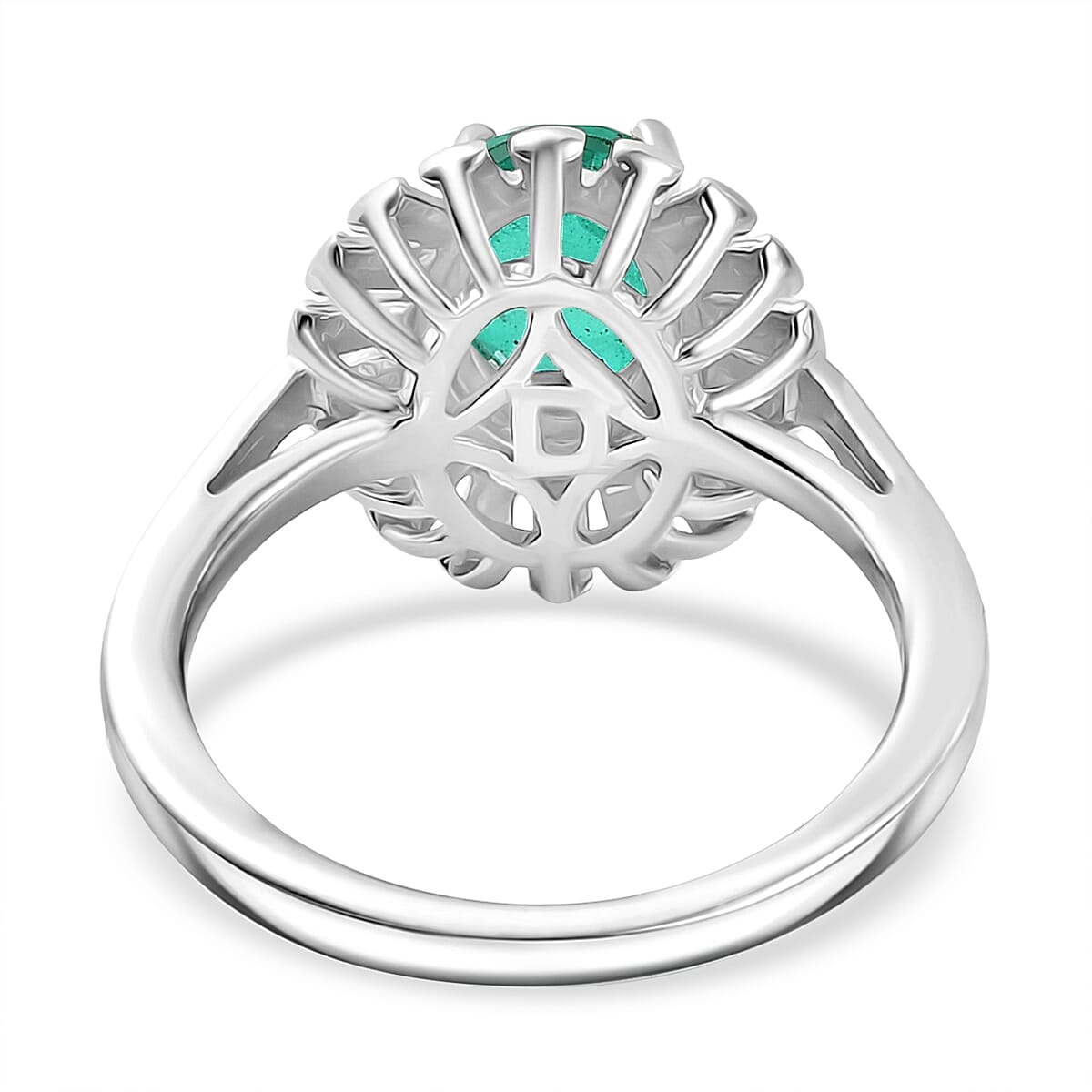 D'Joy Emeraldine Triplet Quartz Solitaire Ring in Platinum Overlay Sterling Silver 1.33 Ct.