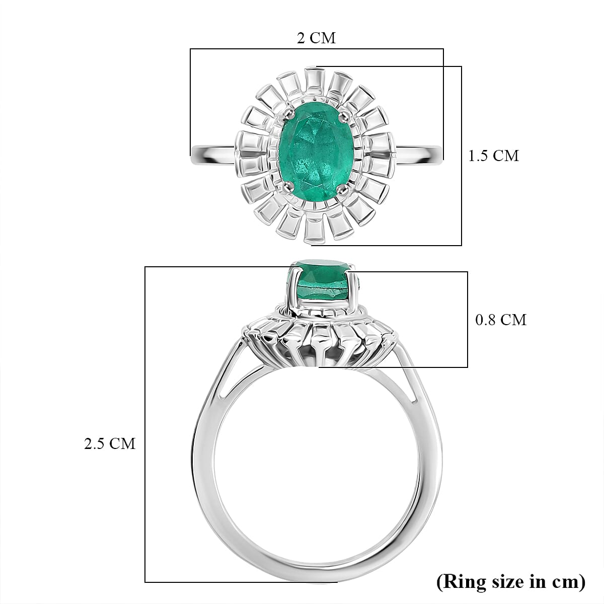 D'Joy Emeraldine Triplet Quartz Solitaire Ring in Platinum Overlay Sterling Silver 1.33 Ct.