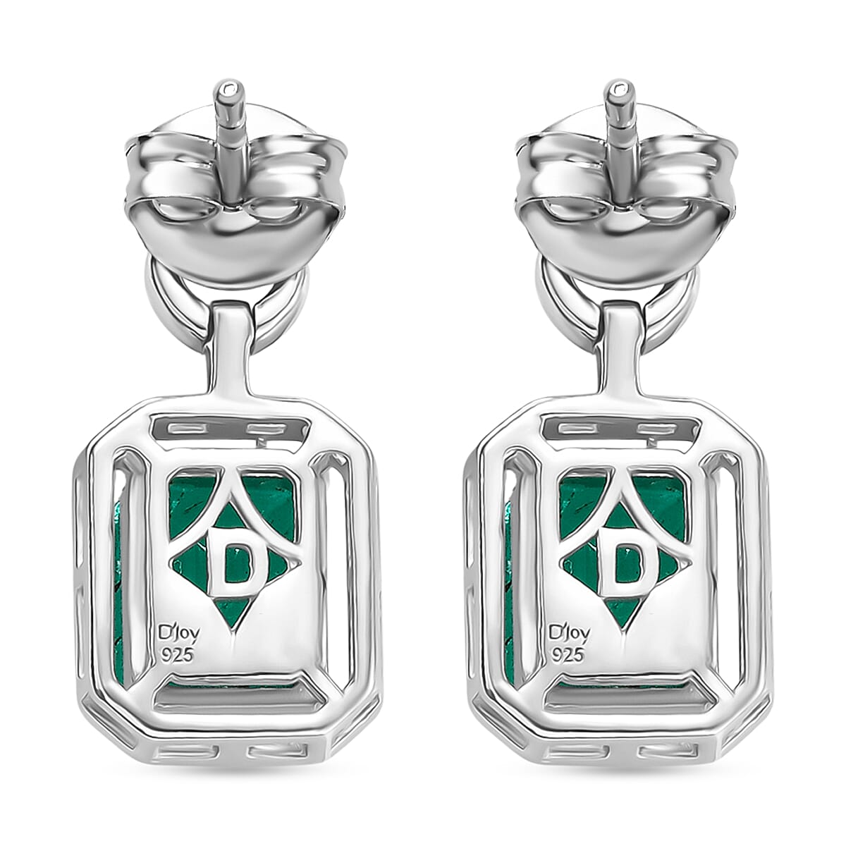 D'Joy Emeraldine Triplet Quartz Dangling Earring in Platinum Overlay Sterling Silver 3.72 Ct.