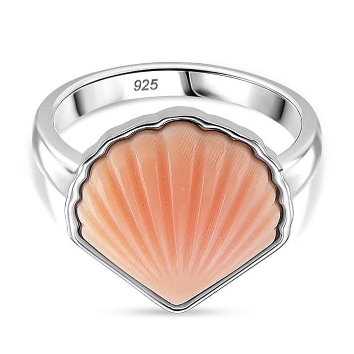 Queen Conch Shell Ring in Rhodium Overlay Sterling Silver 6.06 Ct.