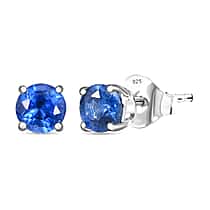 Natural Kashmir kyanite Earring in Platinum Overlay Sterling Silver 1.32 Ct.