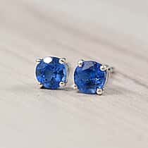 Natural Kashmir kyanite Earring in Platinum Overlay Sterling Silver 1.32 Ct.