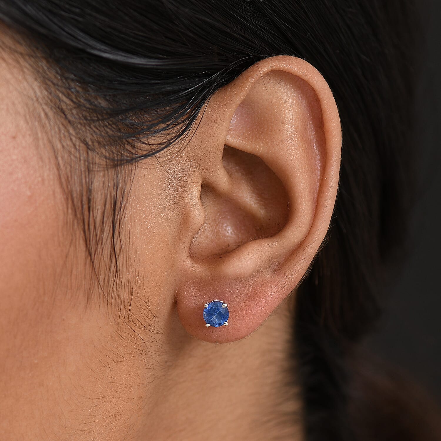 Natural Kashmir kyanite Earring in Platinum Overlay Sterling Silver 1.32 Ct.