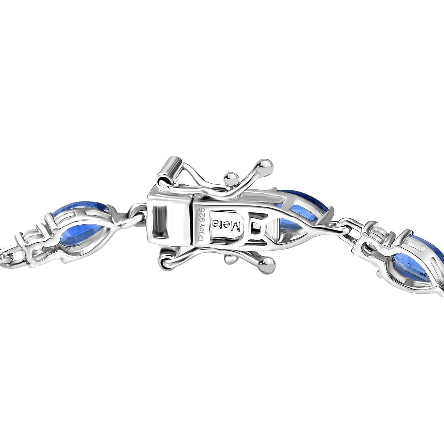 Natural Kashmir Kyanite & Zircon Bracelet (Size 7.5) in Rhodium Overlay Sterling Silver 9.64 Ct, Silver Wt. 5.62 Gms.