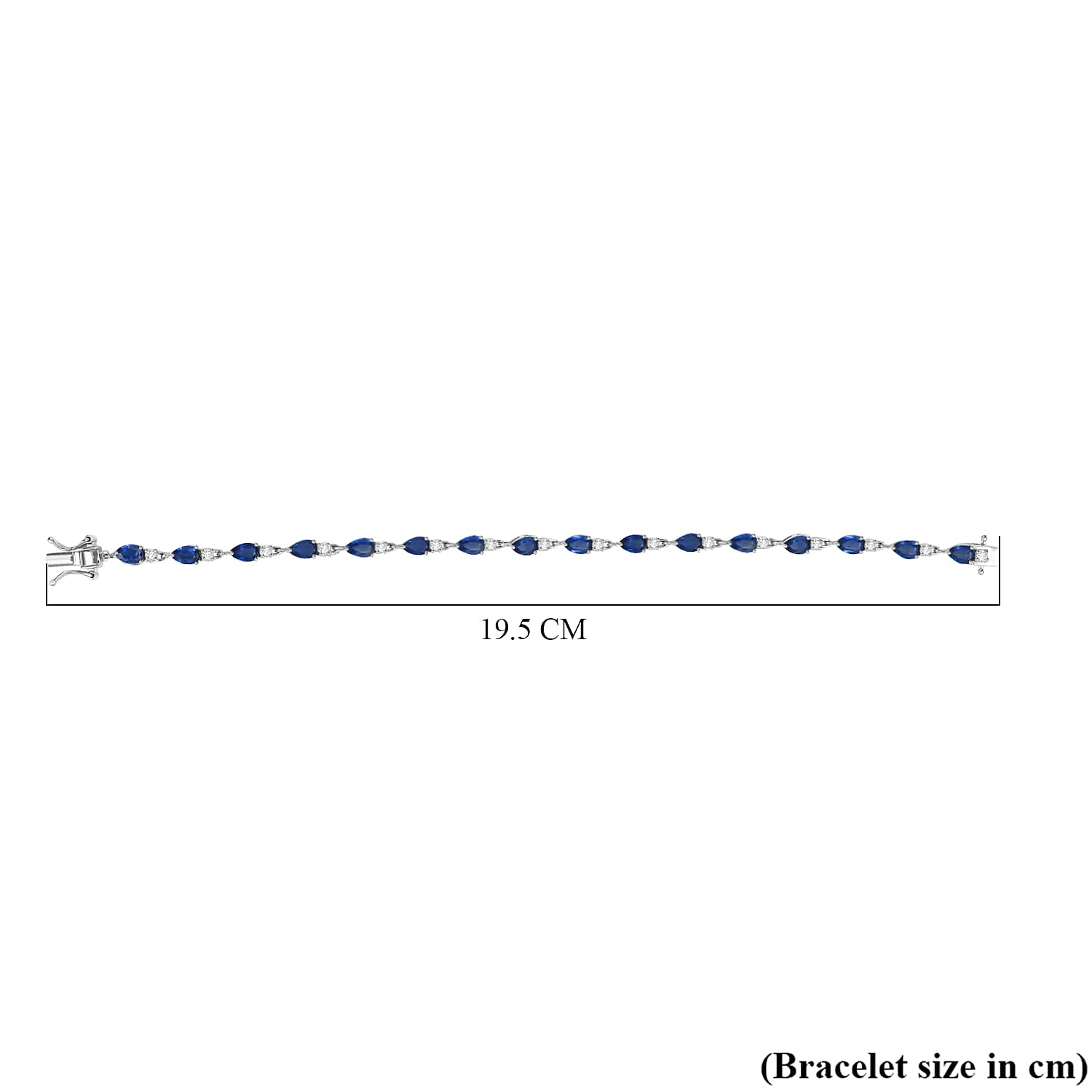 Natural Kashmir Kyanite & Zircon Bracelet (Size 7.5) in Rhodium Overlay Sterling Silver 9.64 Ct, Silver Wt. 5.62 Gms.