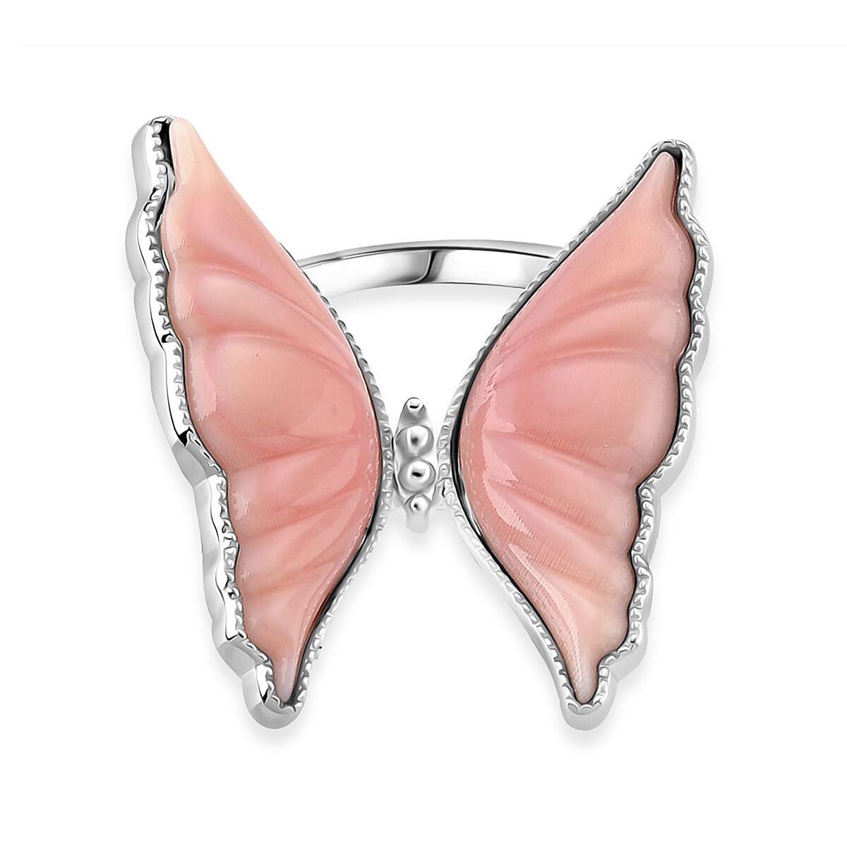 Queen Conch Shell Ring in Rhodium Overlay Sterling Silver 9.06 Ct, Silver Wt. 5.50 Gms.