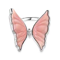 Queen Conch Shell Ring in Rhodium Overlay Sterling Silver 9.06 Ct, Silver Wt. 5.50 Gms.