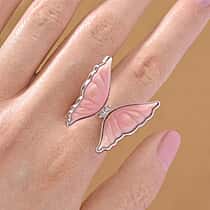 Queen Conch Shell Ring in Rhodium Overlay Sterling Silver 9.06 Ct, Silver Wt. 5.50 Gms.