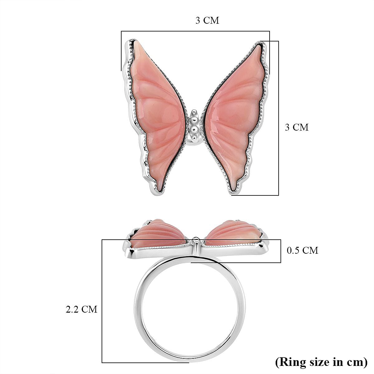 Queen Conch Shell Ring in Rhodium Overlay Sterling Silver 9.06 Ct, Silver Wt. 5.50 Gms.