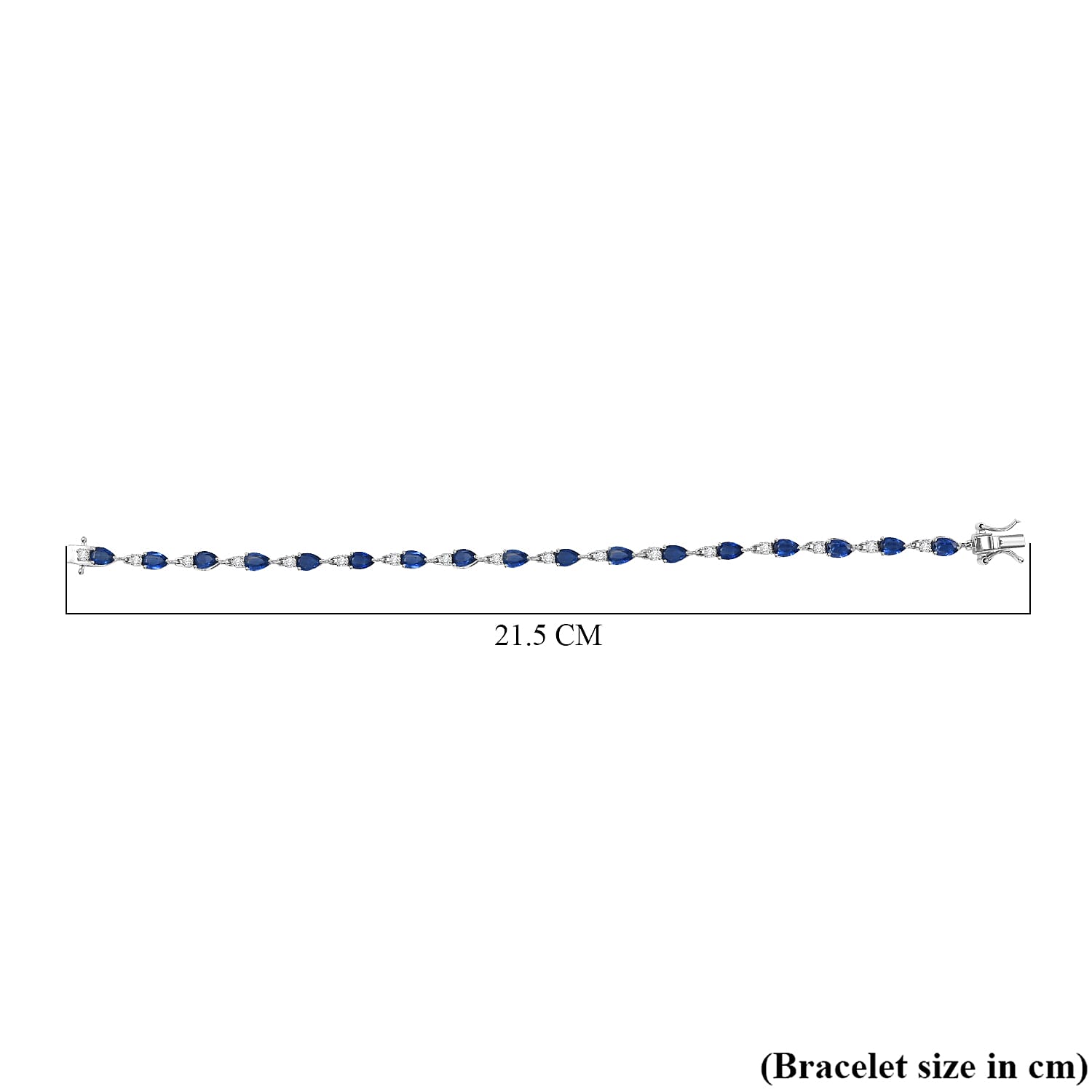 Natural Kashmir Kyanite & Zircon Bracelet (Size 8) in Rhodium Overlay Sterling Silver 10.25 Ct, Silver Wt. 5.77 Gms.