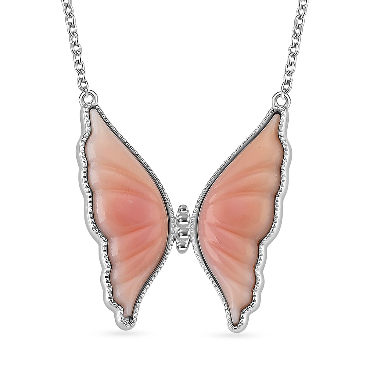 Queen Conch Shell Necklace (Size 18) in Rhodium Overlay Sterling Silver 9.10 Ct, Silver Wt. 6.90 Gms.