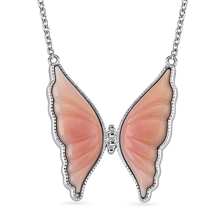 Queen Conch Shell Necklace (Size 18) in Rhodium Overlay Sterling Silver 9.10 Ct, Silver Wt. 6.90 Gms.