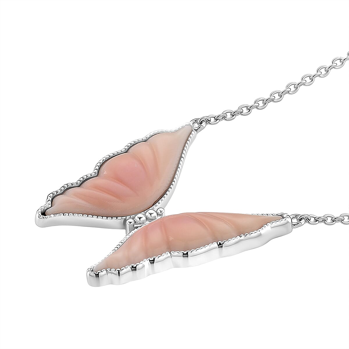 Queen Conch Shell Necklace (Size 18) in Rhodium Overlay Sterling Silver 9.10 Ct, Silver Wt. 6.90 Gms.
