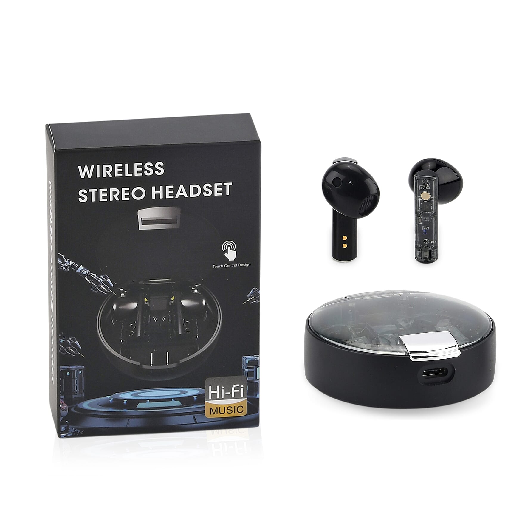 AEMAi-PRO45 Bluetooth V5.3 Earphones - 4-5 Hour Talk Time, 13mm Titanium Speaker - Type-C Charging - Black