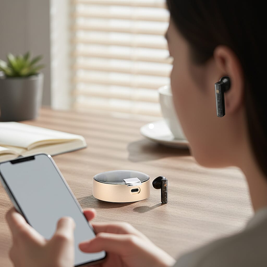 AEMAi-PRO45 Bluetooth V5.3 Earphones - 4-5 Hour Talk Time, 13mm Titanium Speaker - Type-C Charging - Gold